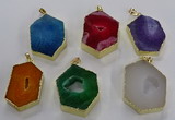 NGP3501 25*40mm - 30*45mm hexagon druzy agate pendants