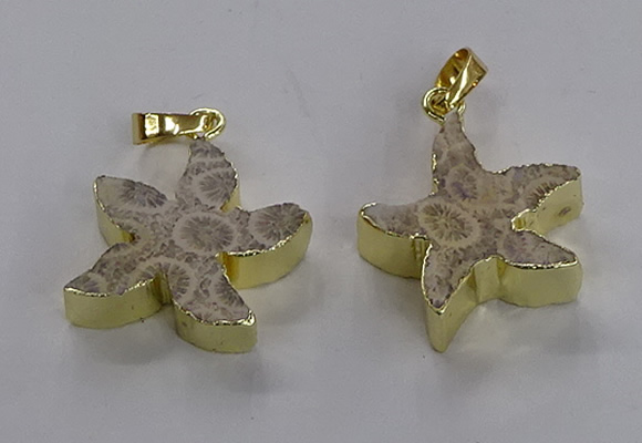 NGP3509 24*25mm starfish fossil coral pendants wholesale