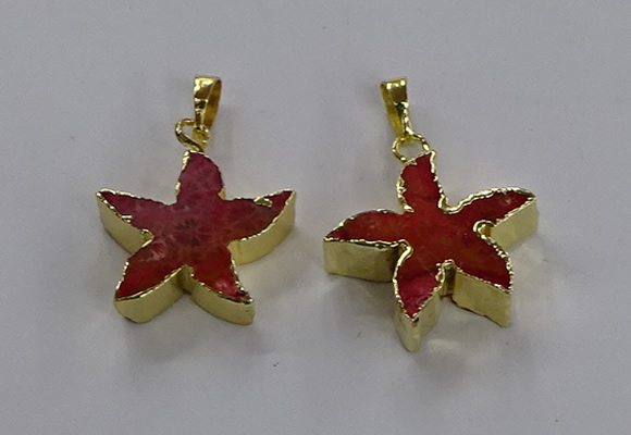 NGP3512 24*25mm starfish fossil coral pendants wholesale