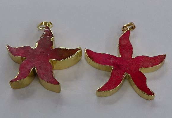 NGP3523 48*50mm starfish fossil coral pendants wholesale