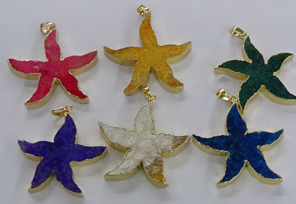 NGP3528 48*50mm starfish fossil coral pendants wholesale