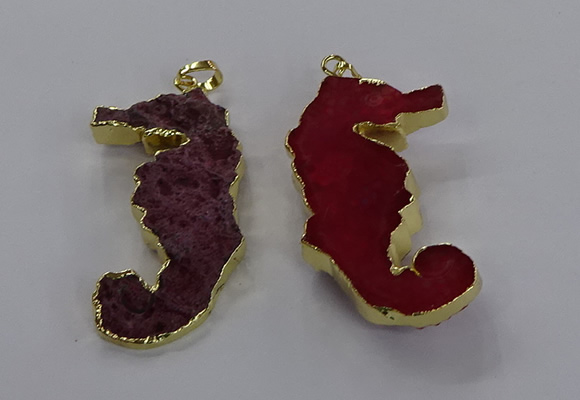 NGP3533 22*58mm - 25*55mm seahorse agate gemstone pendants