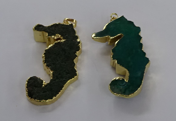 NGP3535 22*58mm - 25*55mm seahorse agate gemstone pendants