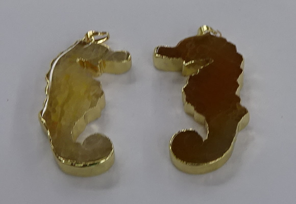 NGP3541 22*58mm - 25*55mm seahorse agate pendants wholesale