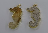 NGP3551 22*58mm - 25*55mm seahorse fossil coral pendants