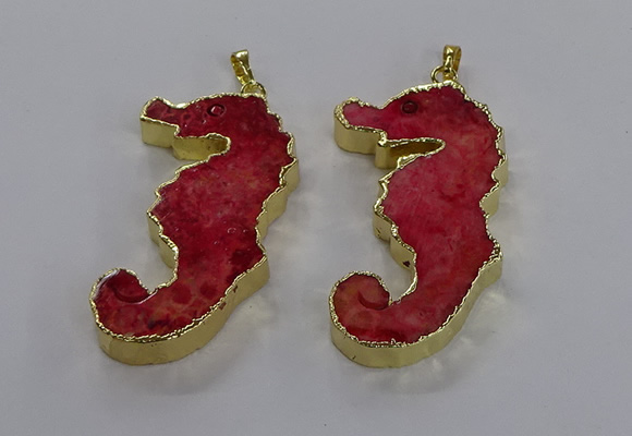 NGP3553 22*58mm - 25*55mm seahorse fossil coral pendants