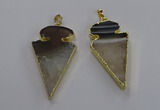 NGP3570 25*50mm - 30*55mm arrowhead druzy agate pendants