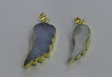 NGP3603 15*30mm - 18*40mm wing-shaped druzy agate pendants