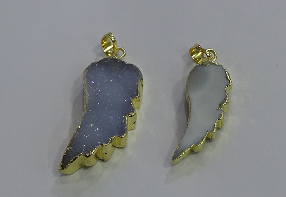 NGP3603 15*30mm - 18*40mm wing-shaped druzy agate pendants