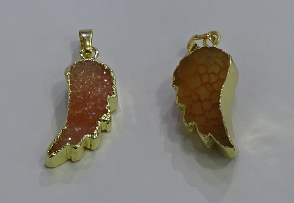 NGP3604 15*30mm - 18*40mm wing-shaped druzy agate pendants