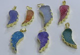 NGP3610 15*30mm - 18*40mm wing-shaped druzy agate pendants