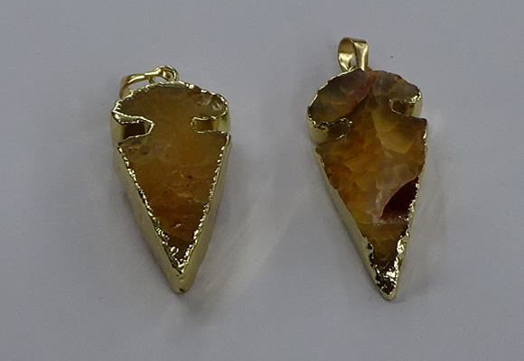 NGP3613 15*30mm - 20*40mm arrowhead druzy agate pendants