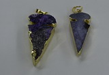 NGP3614 15*30mm - 20*40mm arrowhead druzy agate pendants