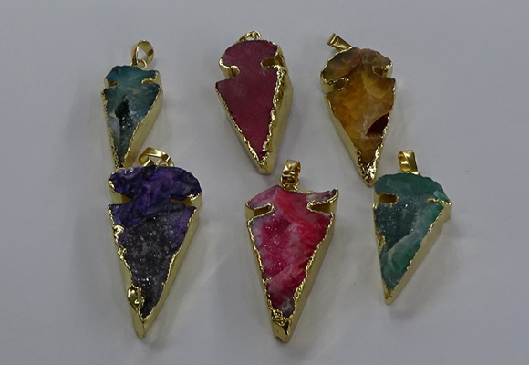 NGP3619 15*30mm - 20*40mm arrowhead druzy agate pendants