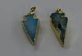 NGP3626 15*30mm - 20*40mm arrowhead druzy agate pendants