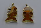 NGP3643 25*50mm - 28*55mm fishbone agate gemstone pendants