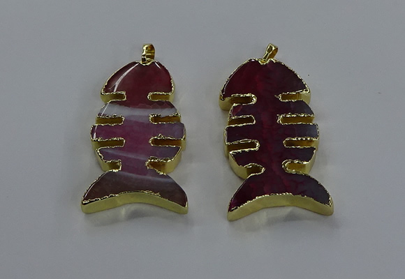 NGP3645 25*50mm - 28*55mm fishbone agate gemstone pendants