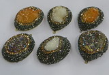 NGP3694 35*45mm freeform plated druzy agate gemstone pendants