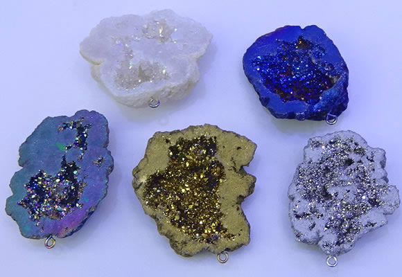 NGP3723 28*35mm - 40*45mm freeform plated druzy agate pendants