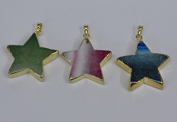 NGP3742 35*35mm star agate gemstone pendants wholesale