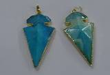 NGP3804 25*50mm - 28*55mm arrowhead agate gemstone pendants