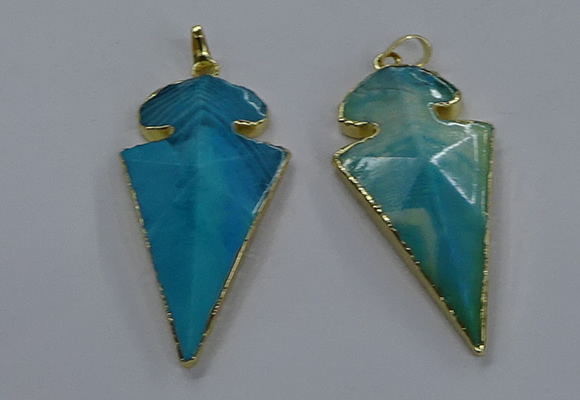 NGP3804 25*50mm - 28*55mm arrowhead agate gemstone pendants