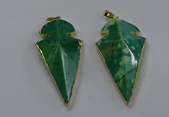 NGP3805 25*50mm - 28*55mm arrowhead agate gemstone pendants