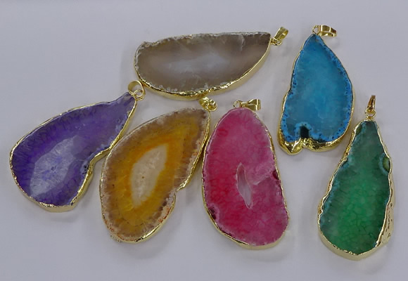 NGP3849 25*65mm - 35*70mm freeform agate gemstone pendants