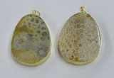 NGP3918 40*55mm freeform fossil coral pendants wholesale