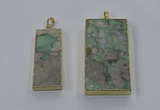 NGP3930 20*45mm - 30*60mm rectangle green gemstone pendants