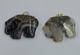 NGP3932 30*45mm - 35*50mm elephant agate pendants wholesale