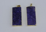 NGP3954 20*50mm - 25*45mm rectangle druzy agate gemstone pendants