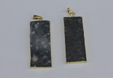 NGP3959 20*50mm - 25*45mm rectangle druzy agate gemstone pendants