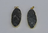 NGP3969 22*45mm - 25*50mm oval druzy agate pendants wholesale