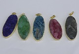 NGP3970 22*45mm - 25*50mm oval druzy agate pendants wholesale