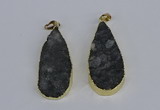 NGP3979 20*40mm - 25*50mm flat teardrop druzy agate pendants