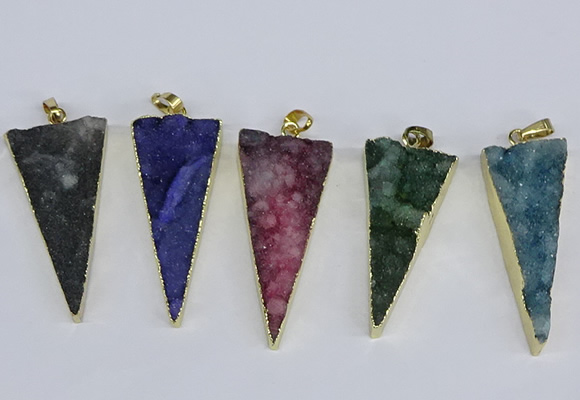 NGP3990 20*48mm - 25*50mm triangle druzy agate pendants wholesale