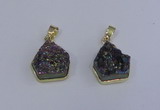 NGP4009 15*16mm freeform druzy quartz gemstone pendants