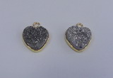 NGP4015 15*15mm heart druzy quartz gemstone pendants