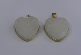 NGP4021 20*20mm heart druzy quartz gemstone pendants