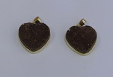 NGP4022 20*20mm heart druzy quartz gemstone pendants