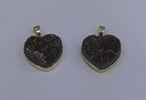 NGP4023 20*20mm heart druzy quartz gemstone pendants