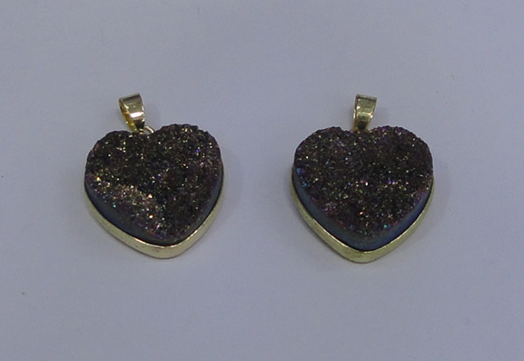 NGP4023 20*20mm heart druzy quartz gemstone pendants