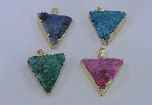 NGP4055 25*30mm – 30*35mm triangle druzy quartz pendants