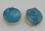 NGP4062 28mm – 30mm flat round druzy quartz pendants wholesale