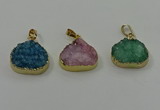 NGP4088 18*22mm - 20*24mm flat teardrop druzy quartz pendants