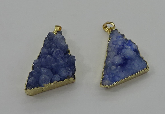 NGP4106 22*35mm - 24*40mm triangle druzy quartz pendants wholesale