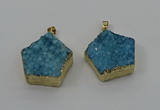 NGP4115 28*28mm - 30*30mm pentagon druzy quartz pendants wholesale