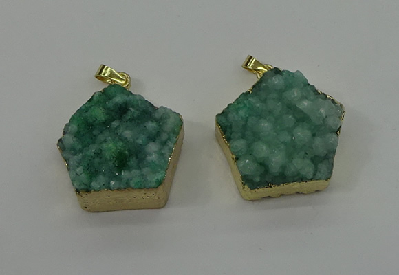 NGP4116 28*28mm - 30*30mm pentagon druzy quartz pendants wholesale