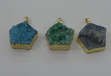 NGP4119 28*28mm - 30*30mm pentagon druzy quartz pendants wholesale